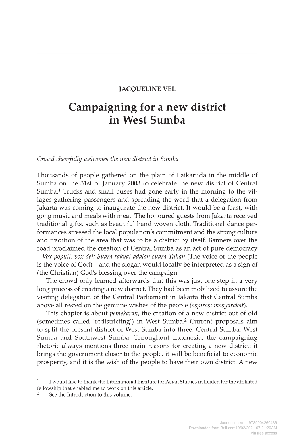 Campaigning for a New District in West Sumba