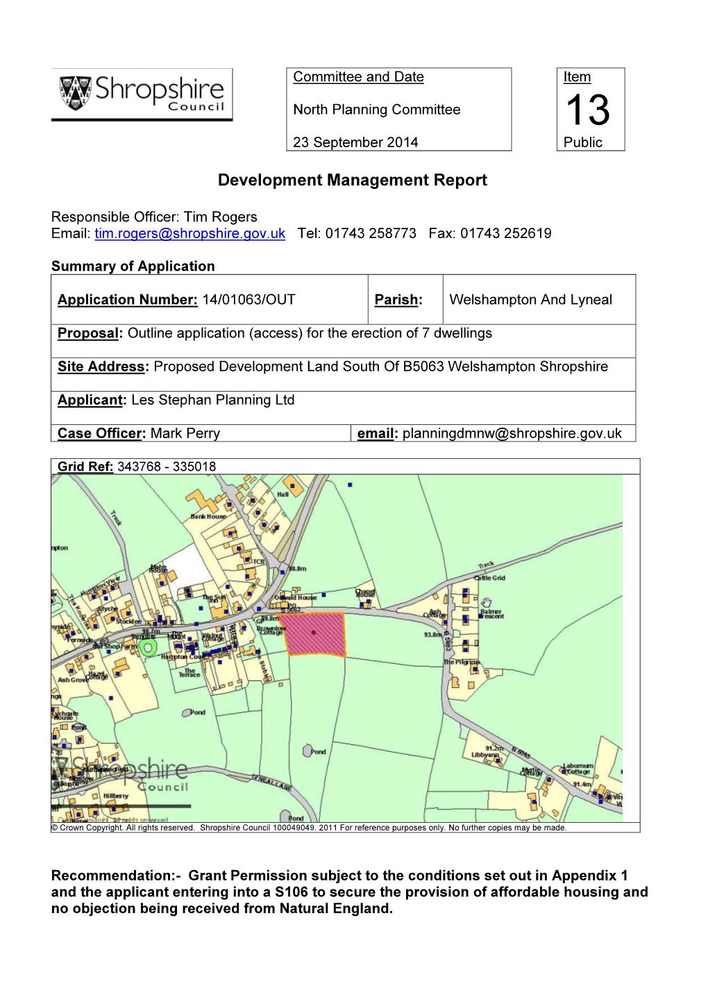 Proposed Development Land South of B5063, Welshampton, Shropshire