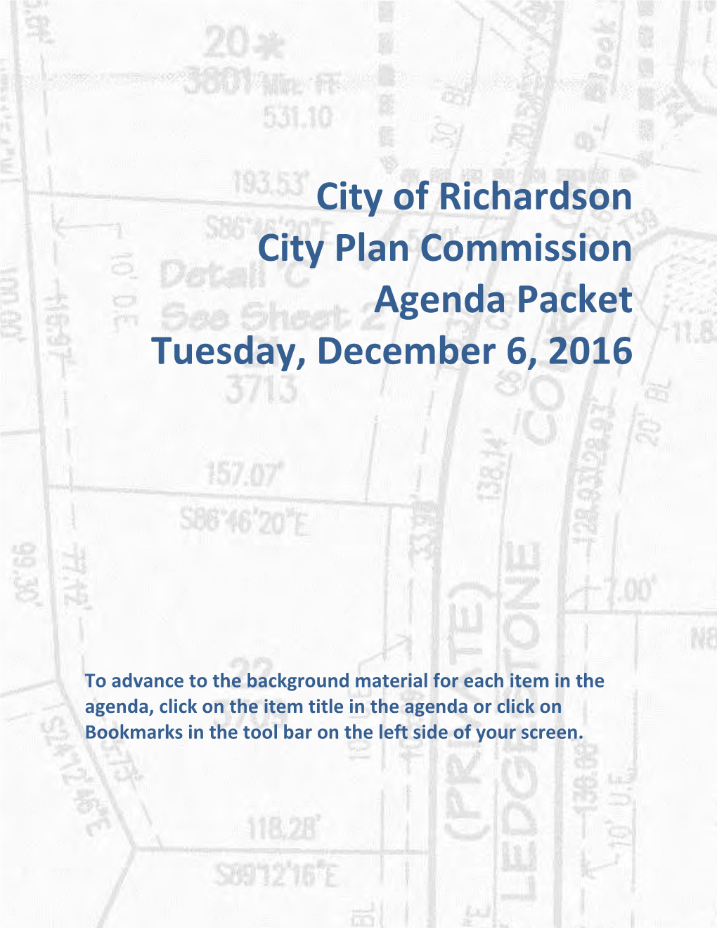 City Plan Commission Agenda Packet Tuesday, December 6, 2016