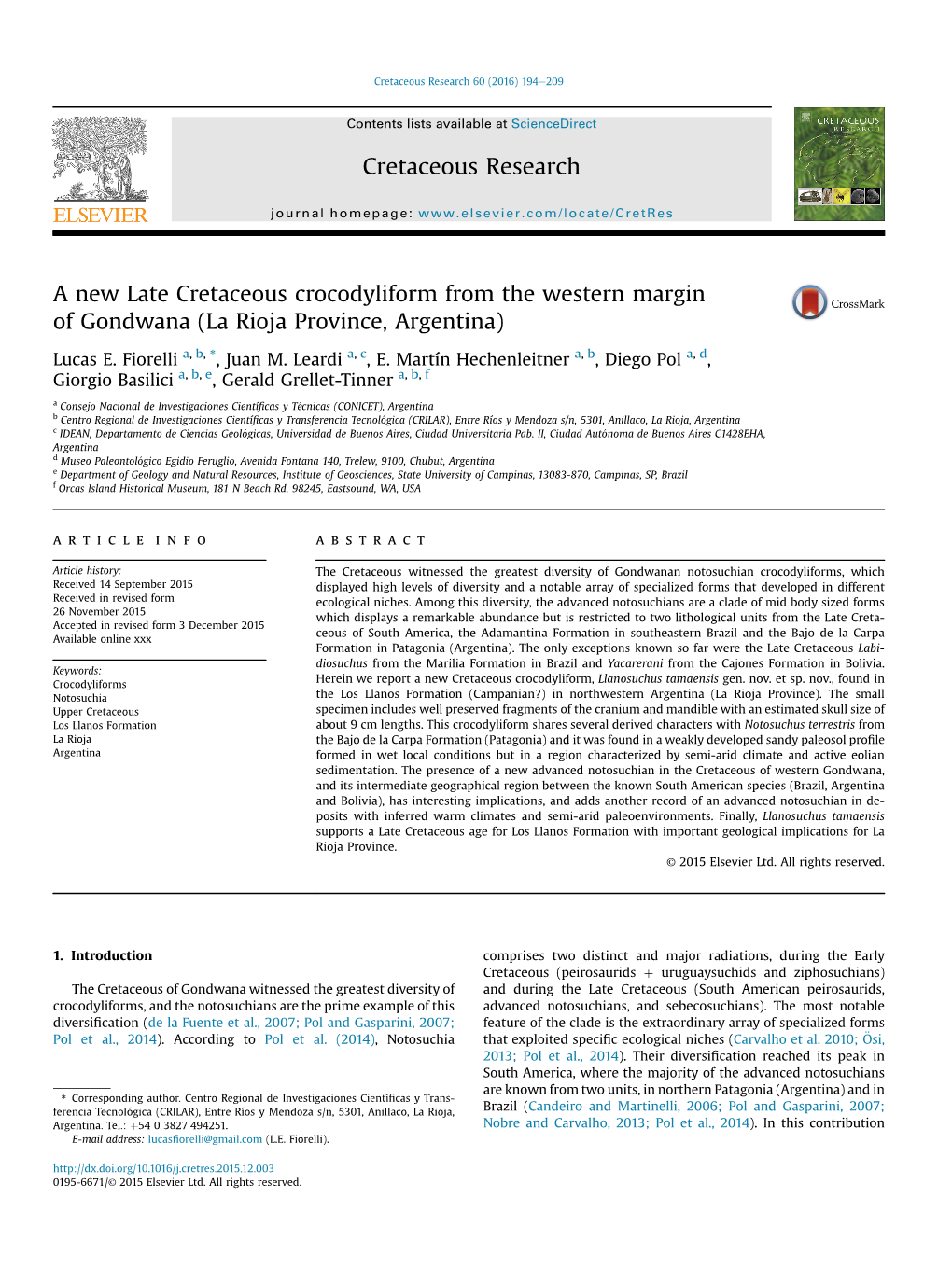 A New Late Cretaceous Crocodyliform from the Western Margin Of&Nbsp