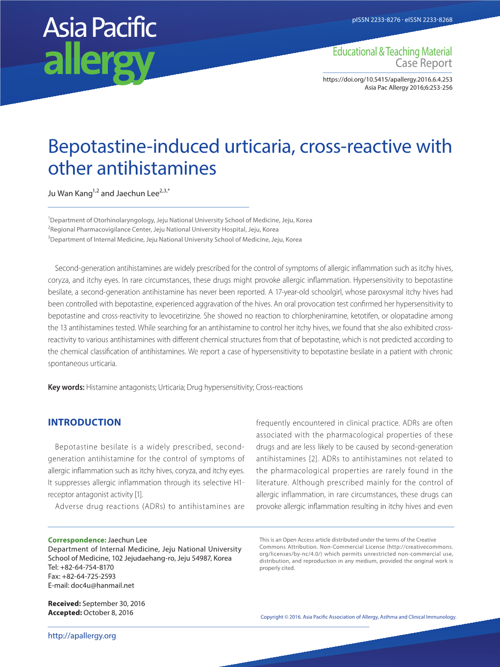 Allergy.2016.6.4.253 Allergy Asia Pac Allergy 2016;6:253-256