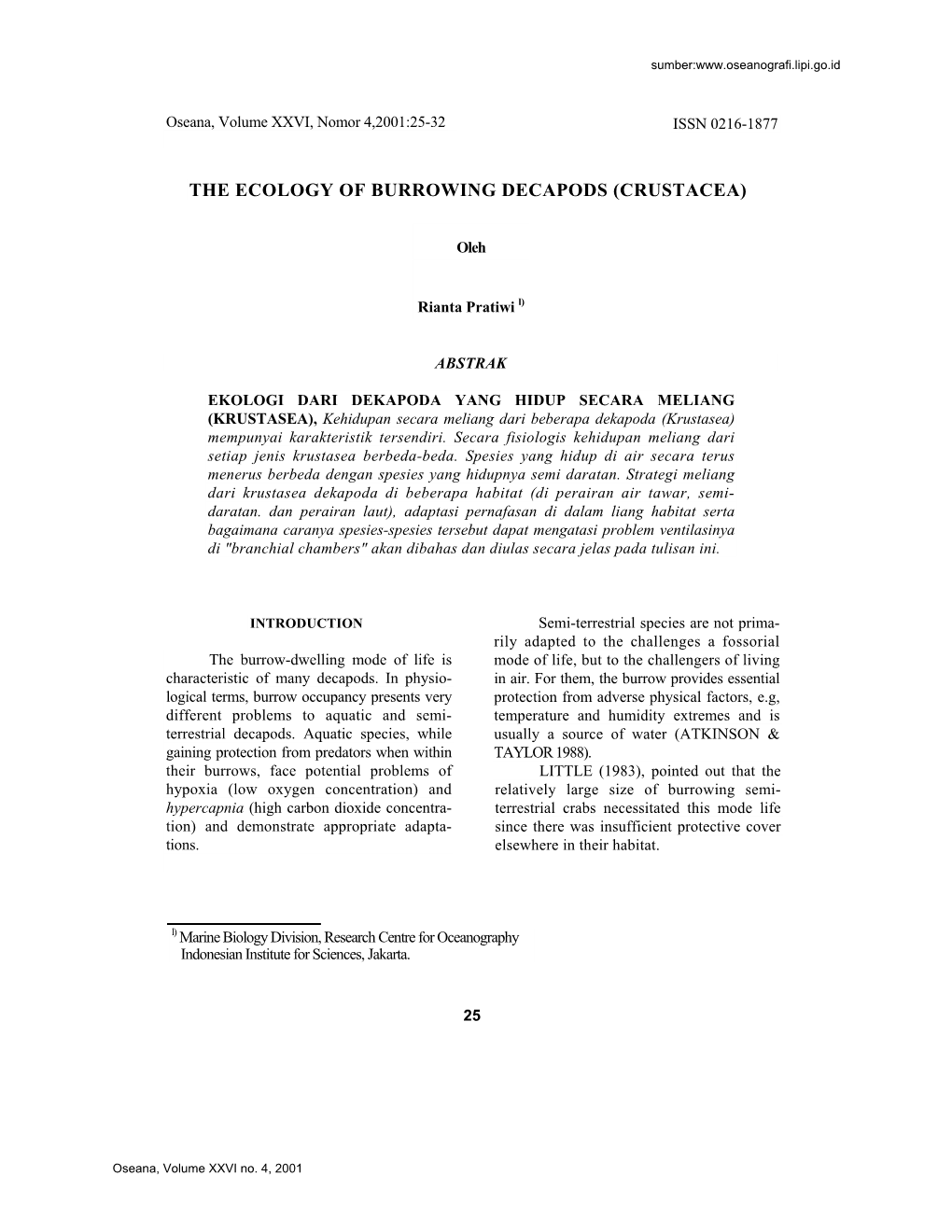 The Ecology of Burrowing Decapods (Crustacea)