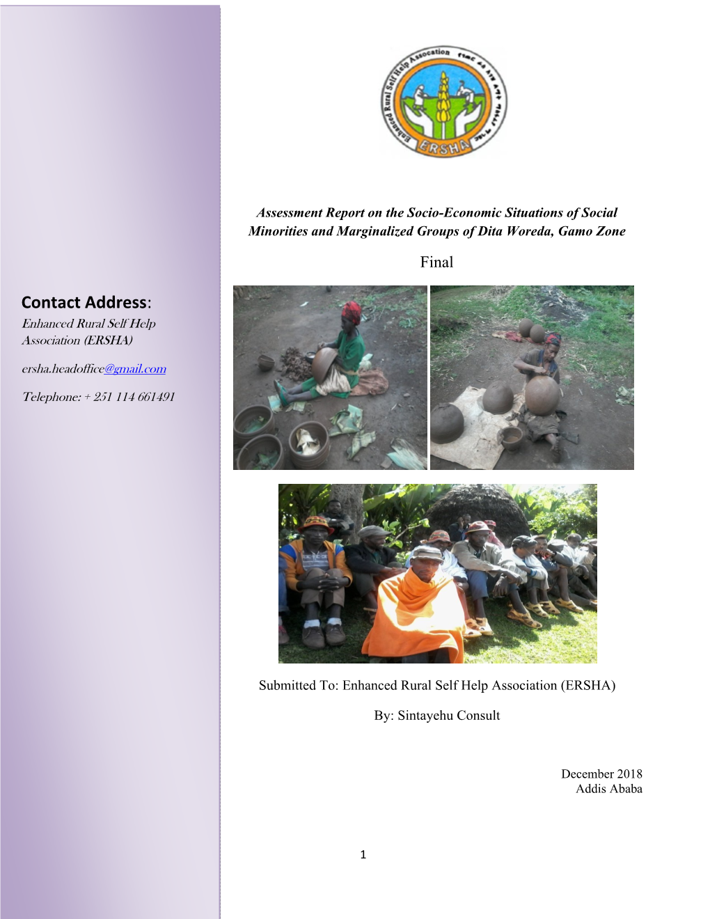 Socio-Economic Assessment Report of Social Minority Groups in Dita Woreda