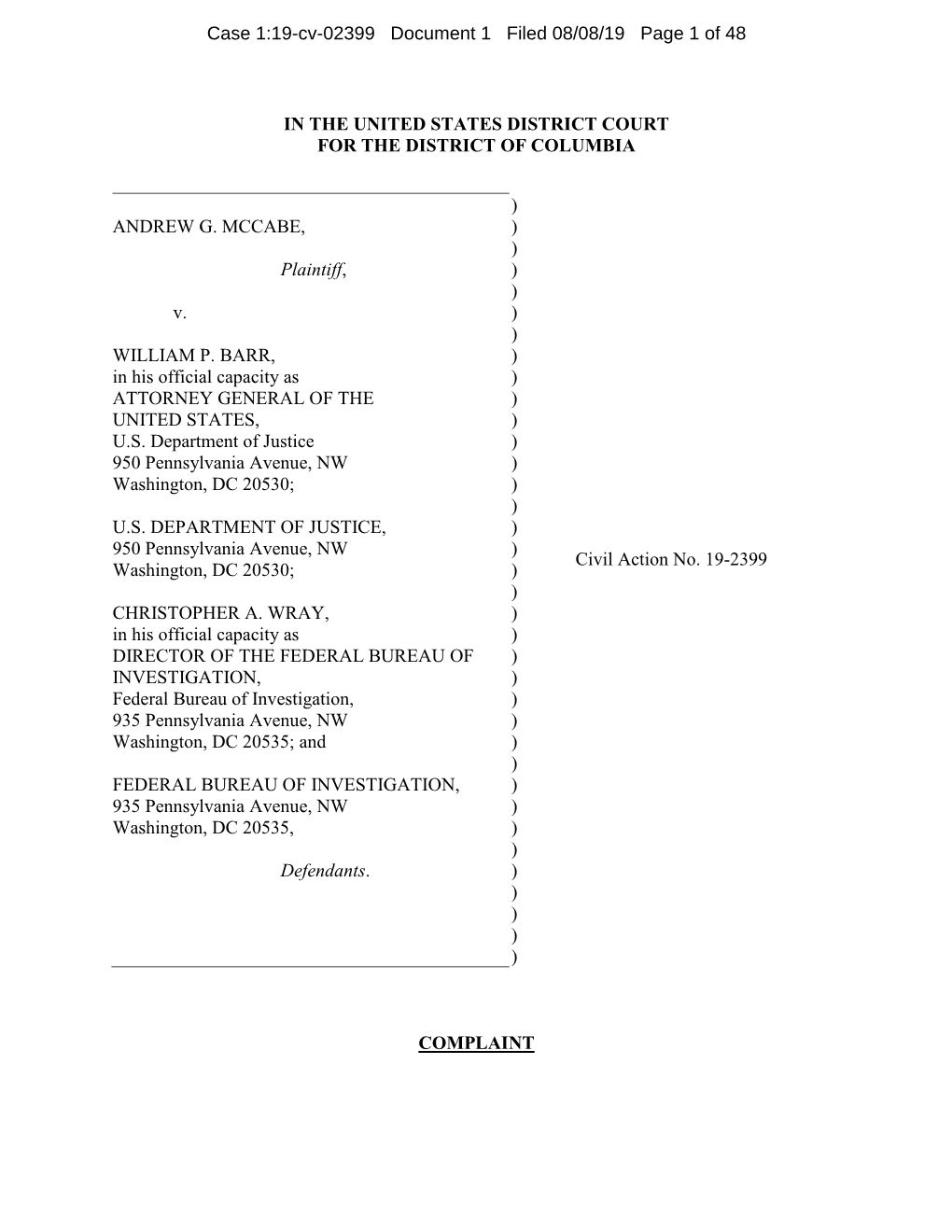 Case 1:19-Cv-02399 Document 1 Filed 08/08/19 Page 1 of 48