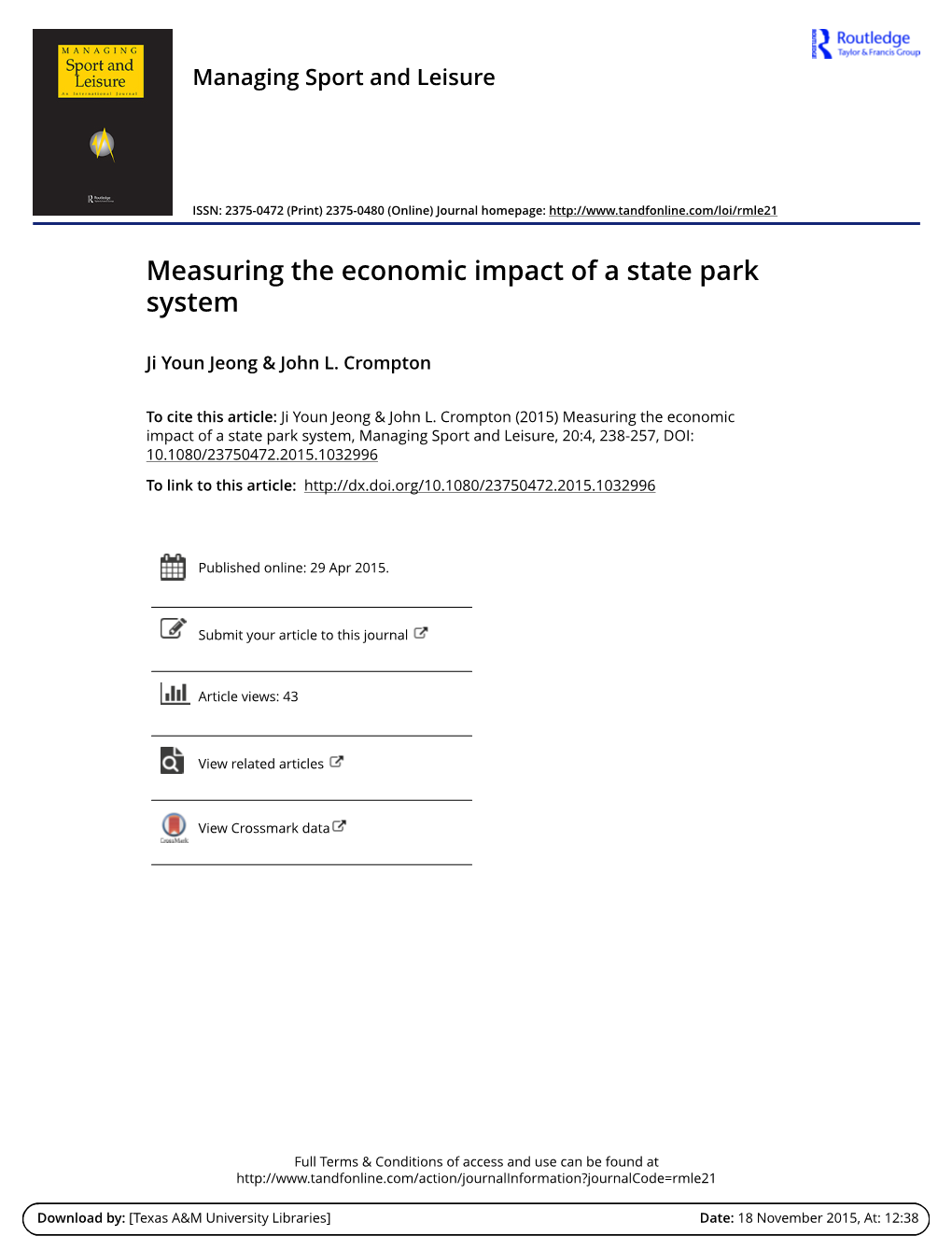 Measuring the Economic Impact of a State Park System