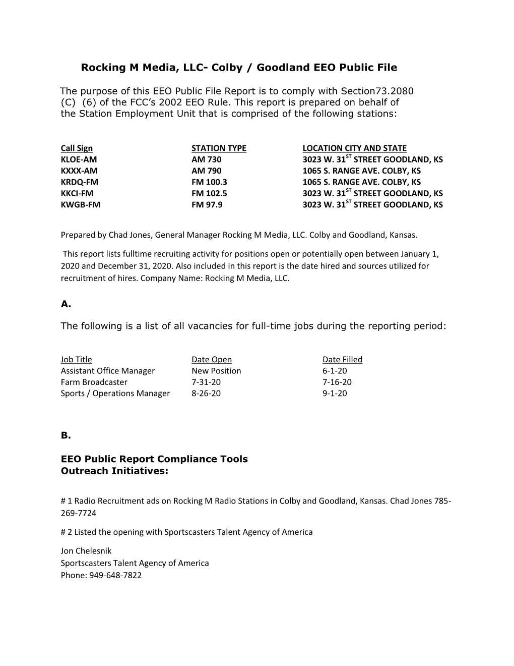 Colby / Goodland EEO Public File