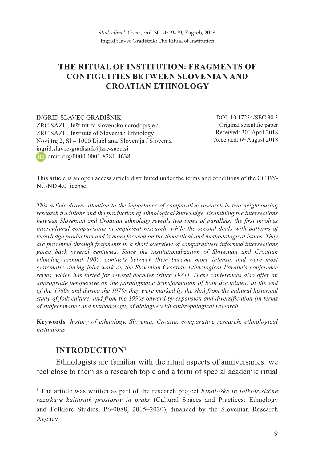 Fragments of Contiguities Between Slovenian and Croatian Ethnology