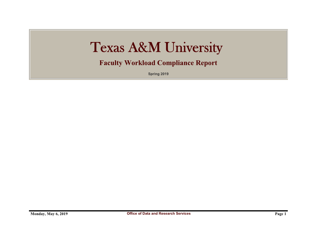 Faculty Workload Compliance Report