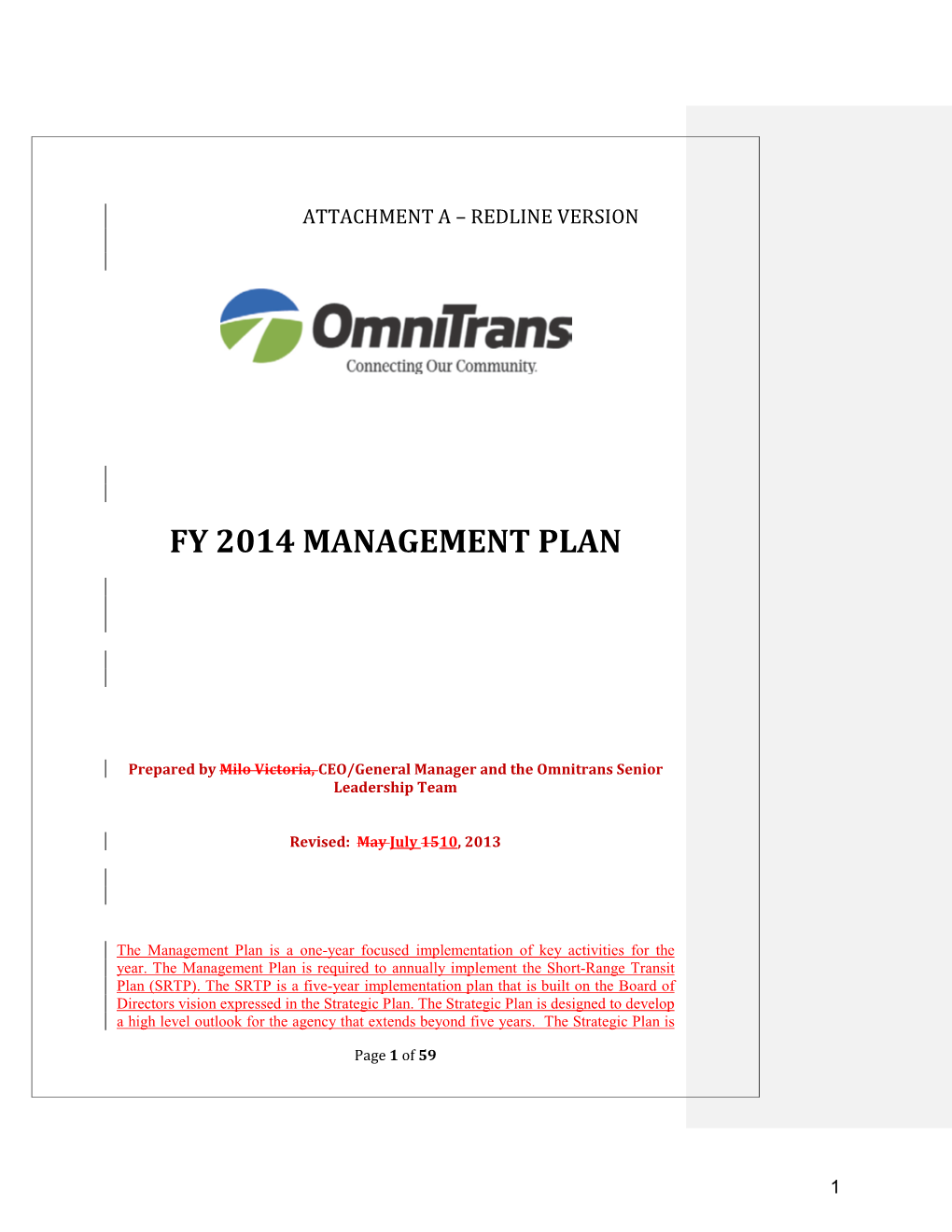 Fy 2014 Management Plan