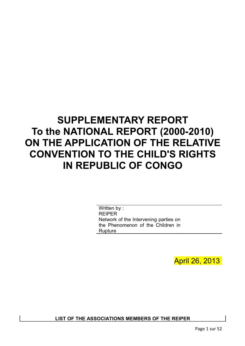 Supplementary Report