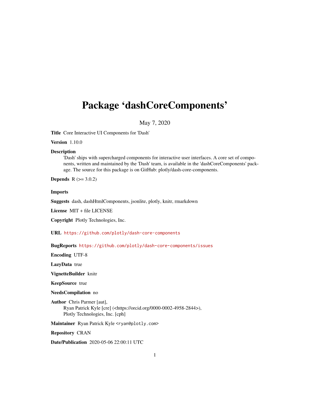 Package 'Dashcorecomponents'