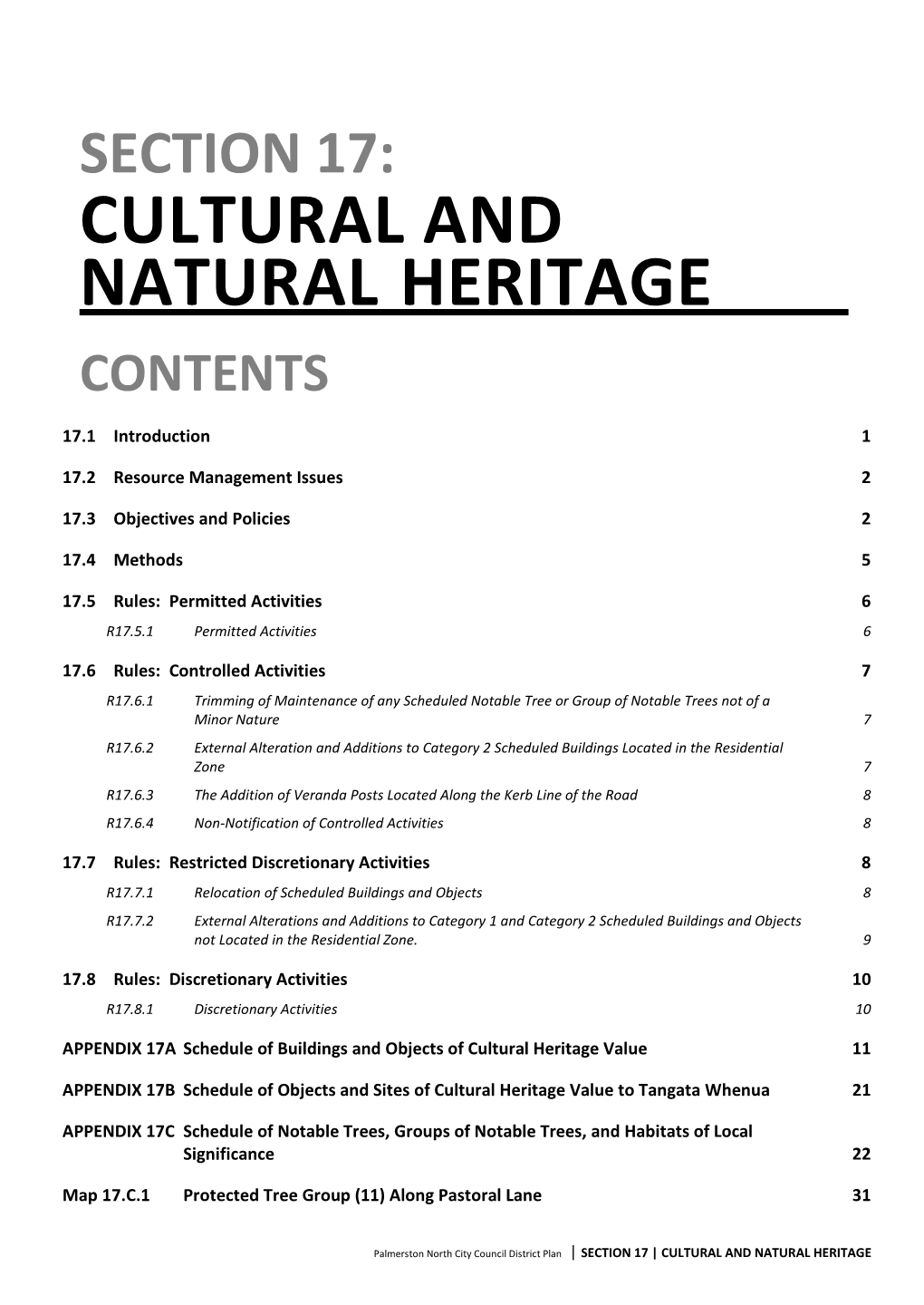 Section 17: Cultural and Natural Heritage Contents