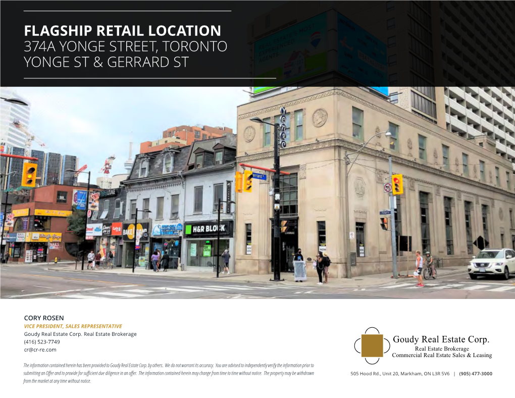 Flagship Retail Location 374A Yonge Street, Toronto Yonge St & Gerrard St