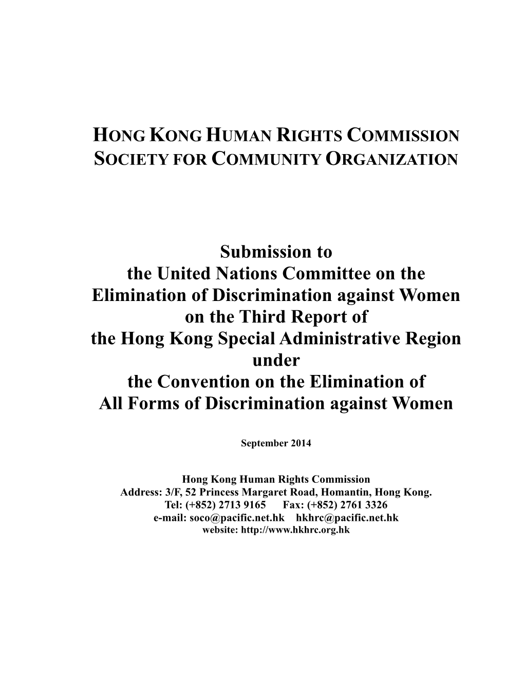 Hong Kong Human Rights Commission Society for Community Organization