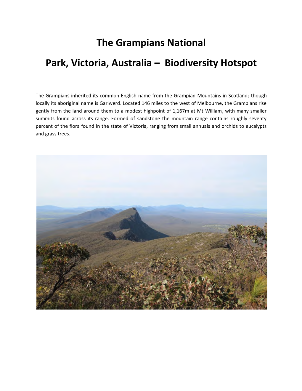 The Grampians National Park, Victoria, Australia – Biodiversity Hotspot