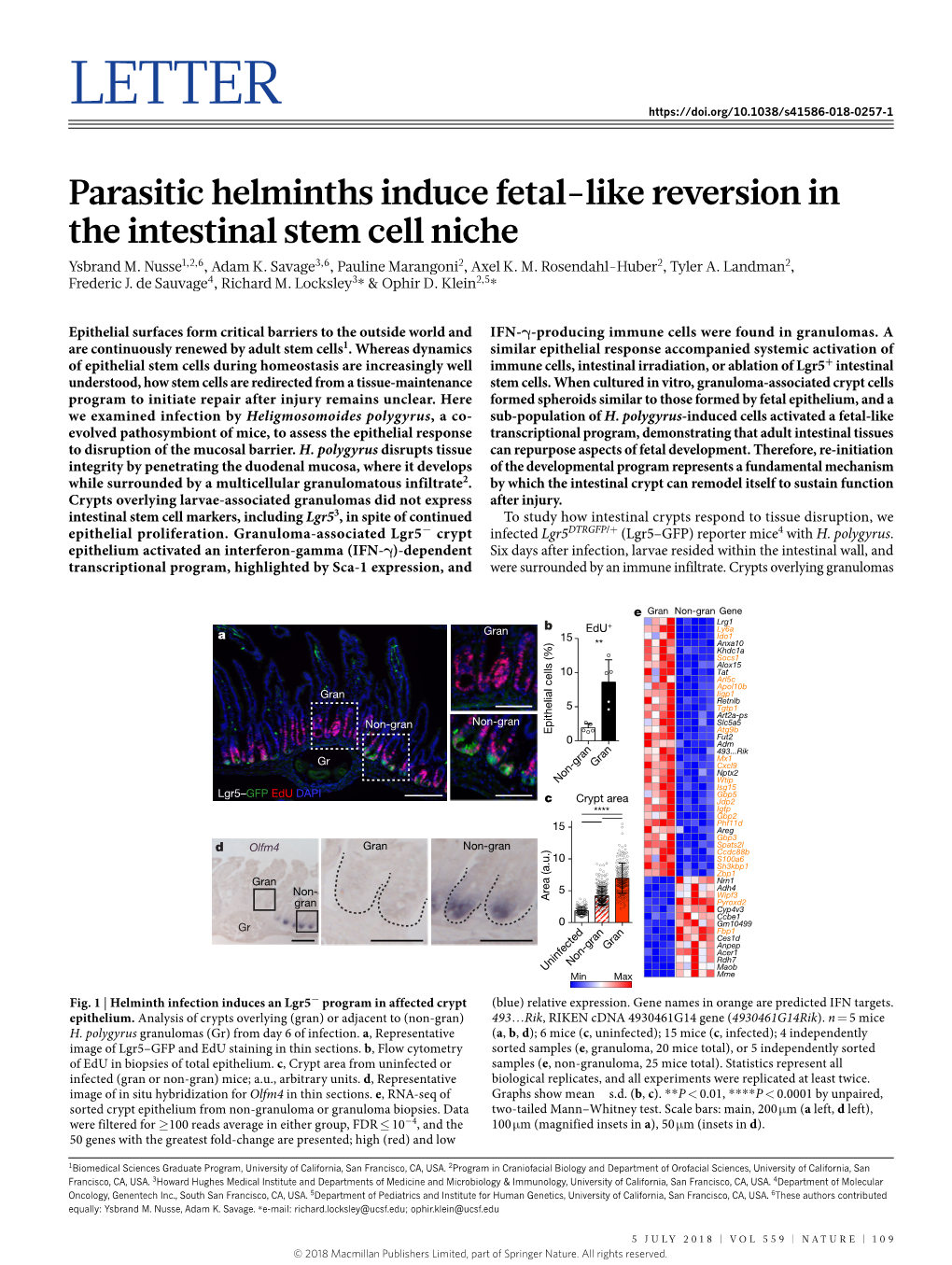 Parasitic Helminths Induce Fetal-Like Reversion in the Intestinal Stem Cell Niche Ysbrand M