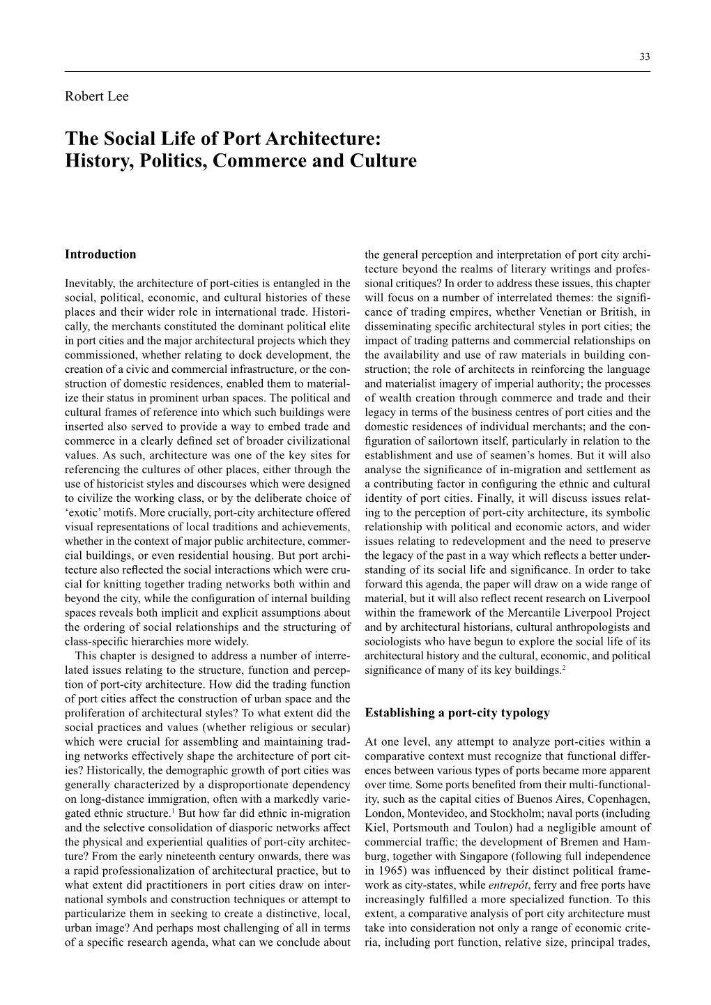 The Social Life of Port Architecture: History, Politics, Commerce and Culture