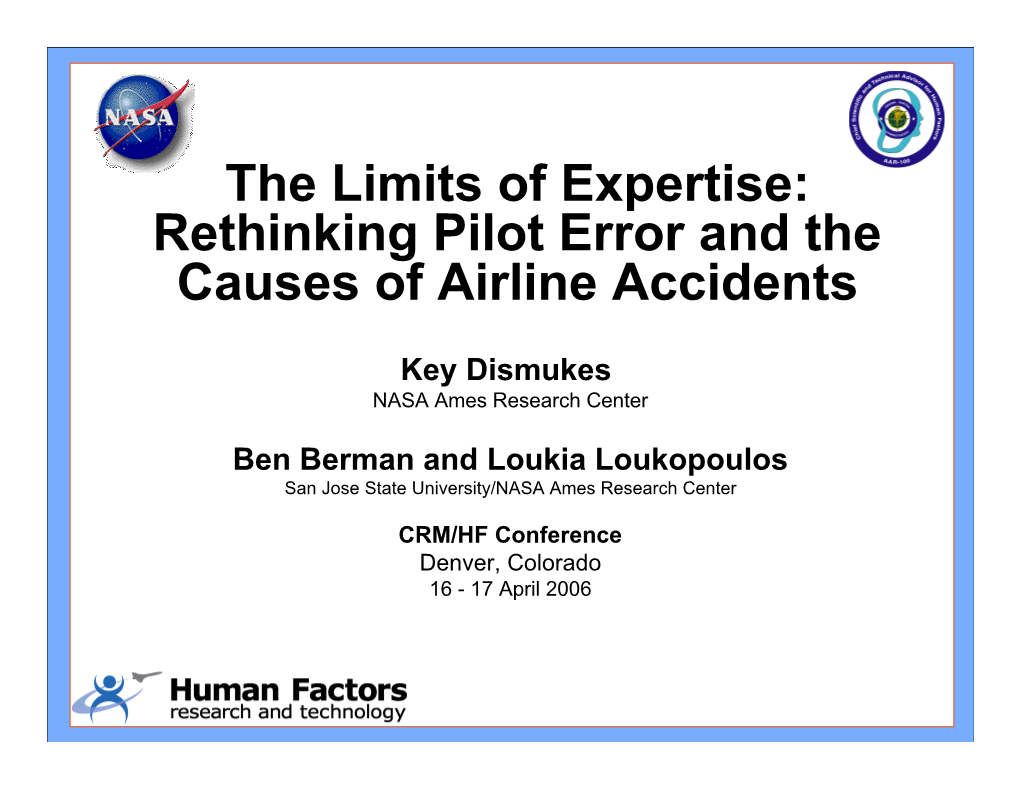 Rethinking Pilot Error and the Causes of Airline Accidents