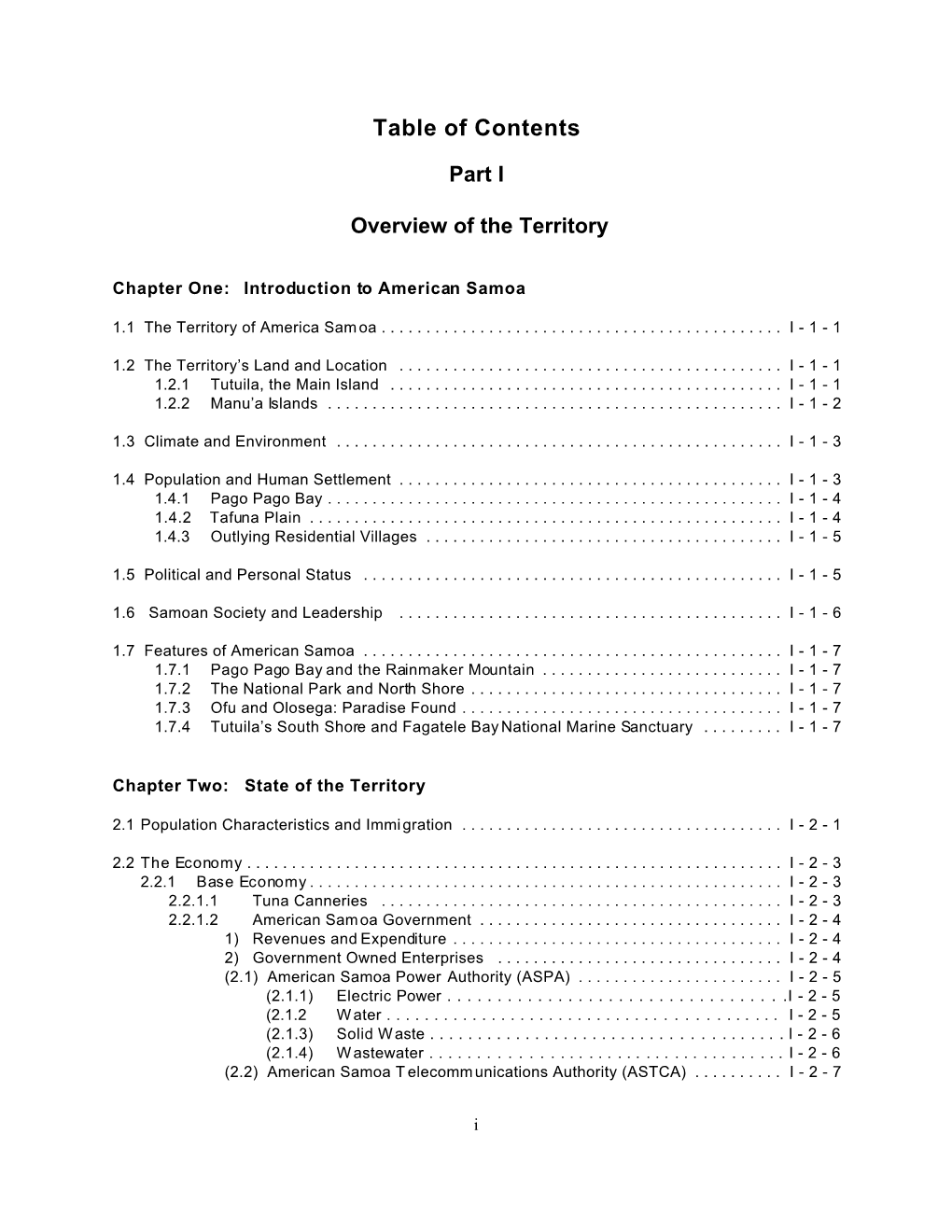 Table of Contents