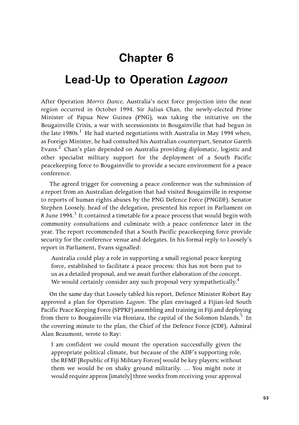 Lead-Up to Operation Lagoon