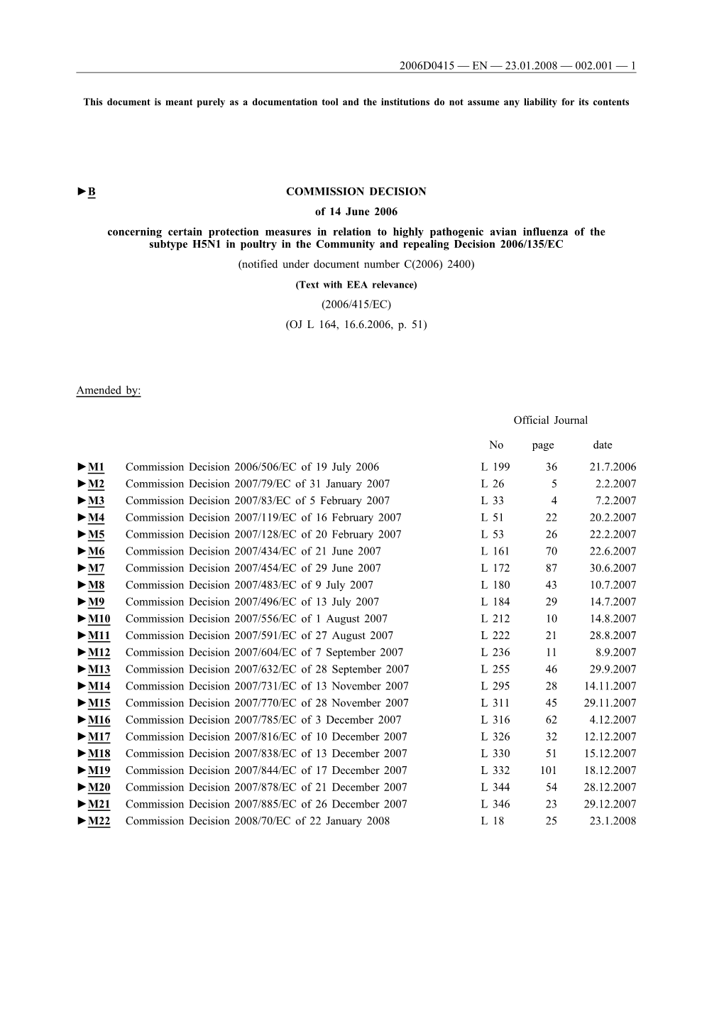 B COMMISSION DECISION of 14 June 2006