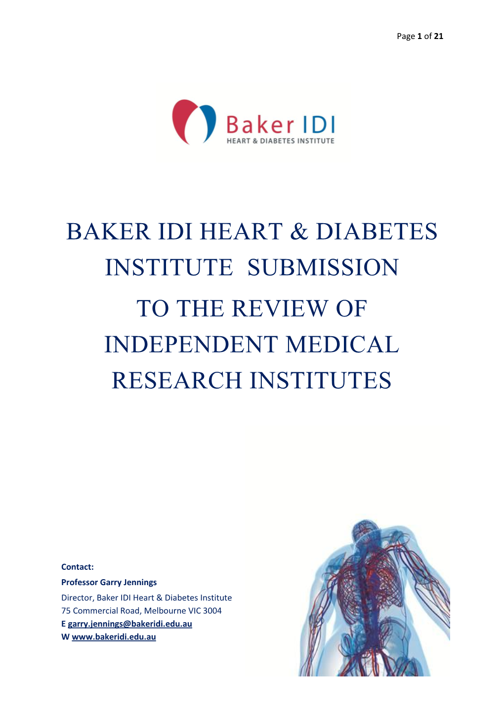 Baker IDI Submission to the Review Of