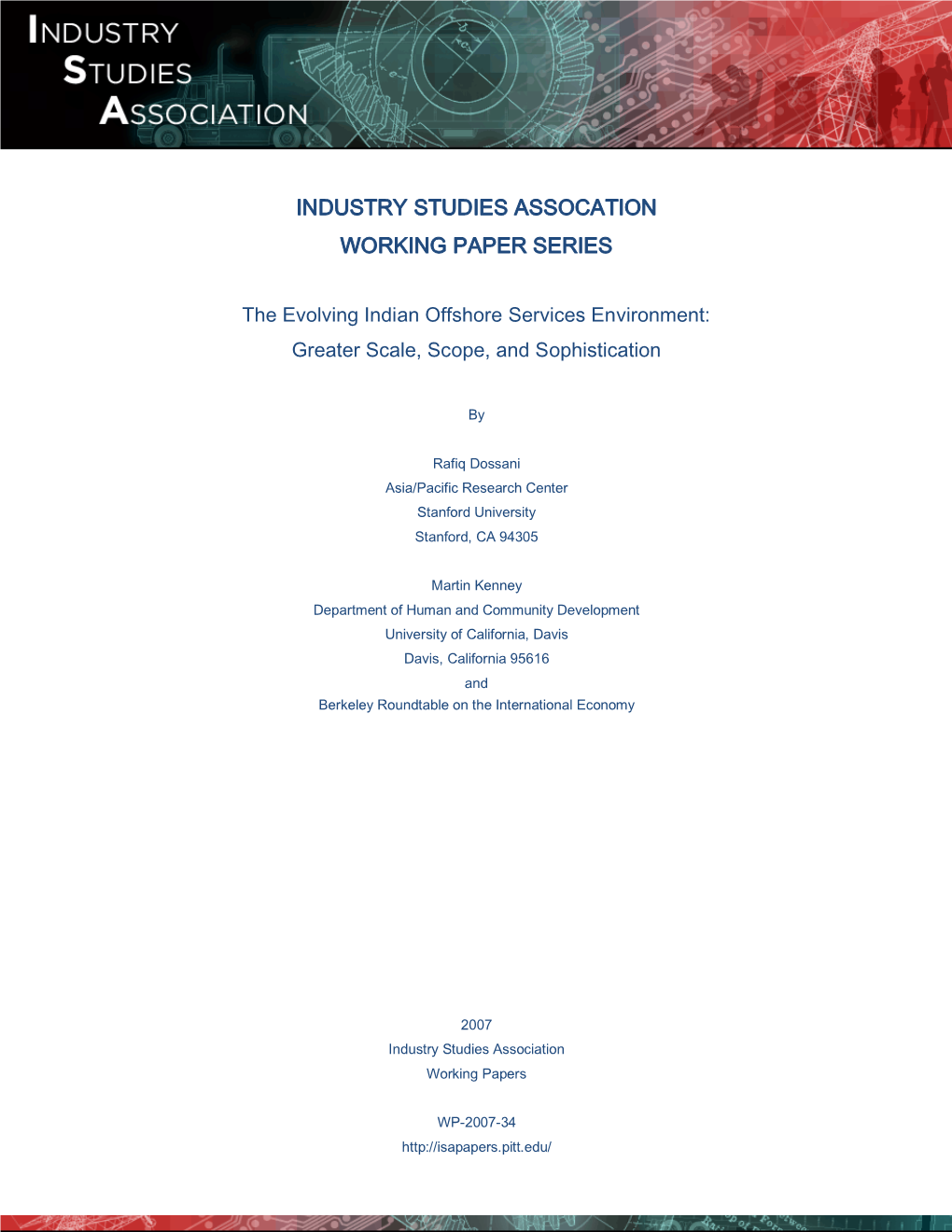 Industry Studies Assocation Working Paper Series