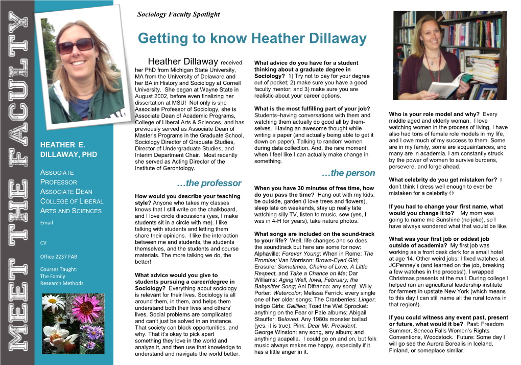 Getting to Know Heather Dillaway