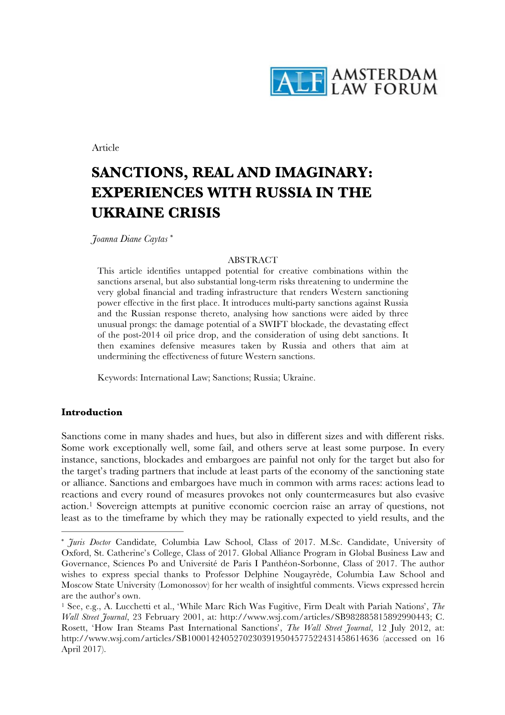 Sanctions, Real and Imaginary: Experiences with Russia in the Ukraine Crisis