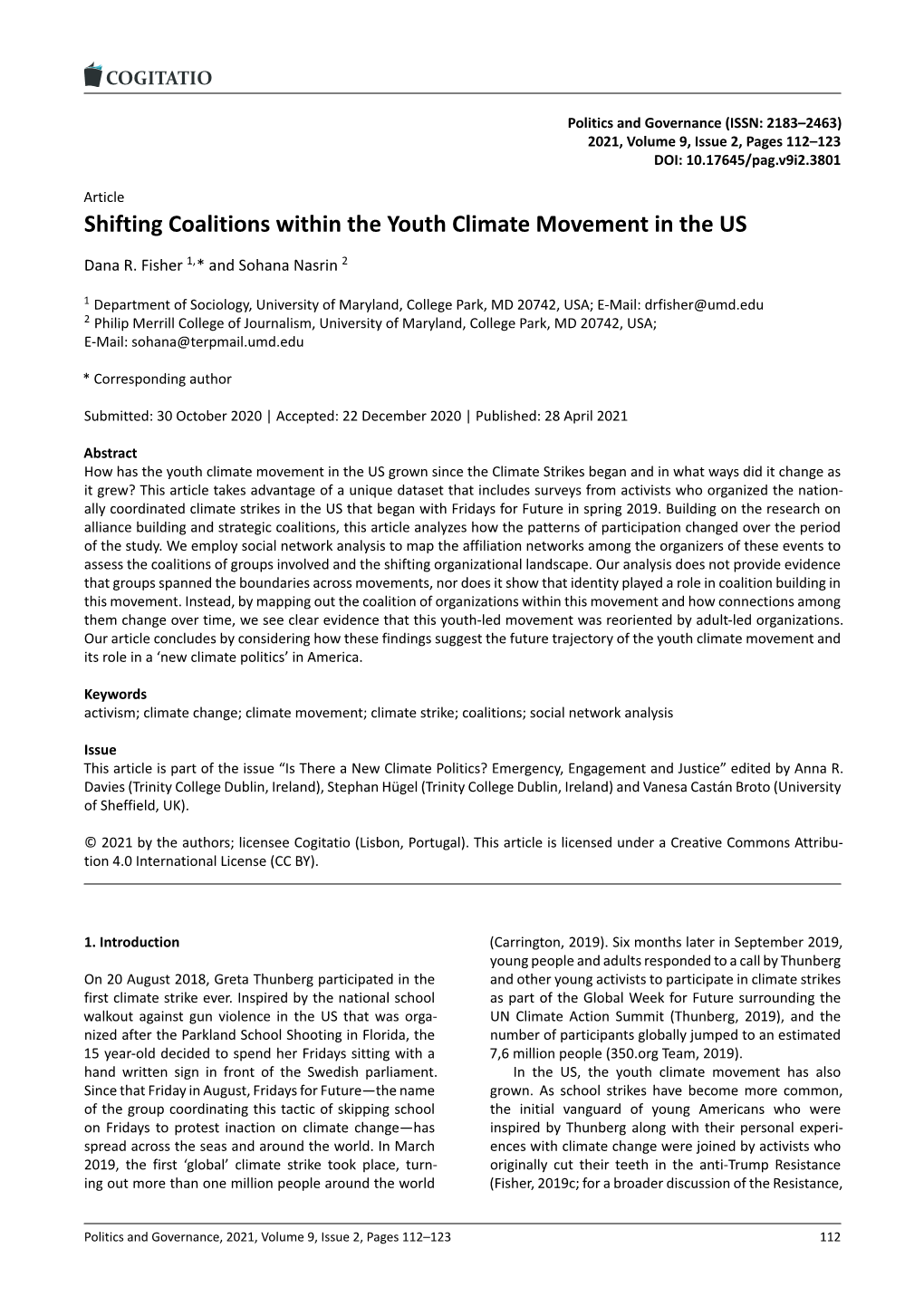Shifting Coalitions Within the Youth Climate Movement in the US