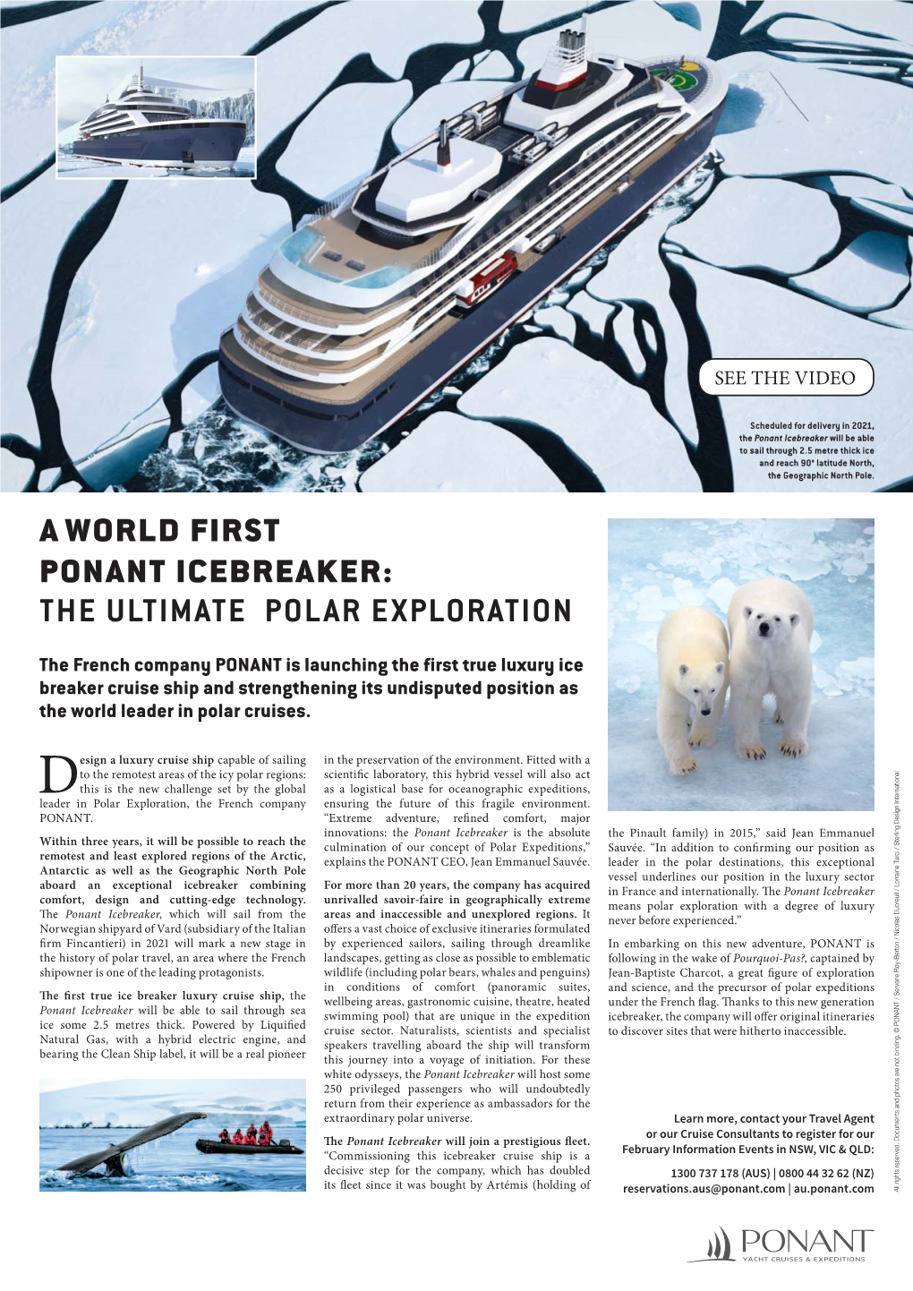 Ponant Icebreaker Will Be Able to Sail Through 2.5 Metre Thick Ice and Reach 90° Latitude North, the Geographic North Pole