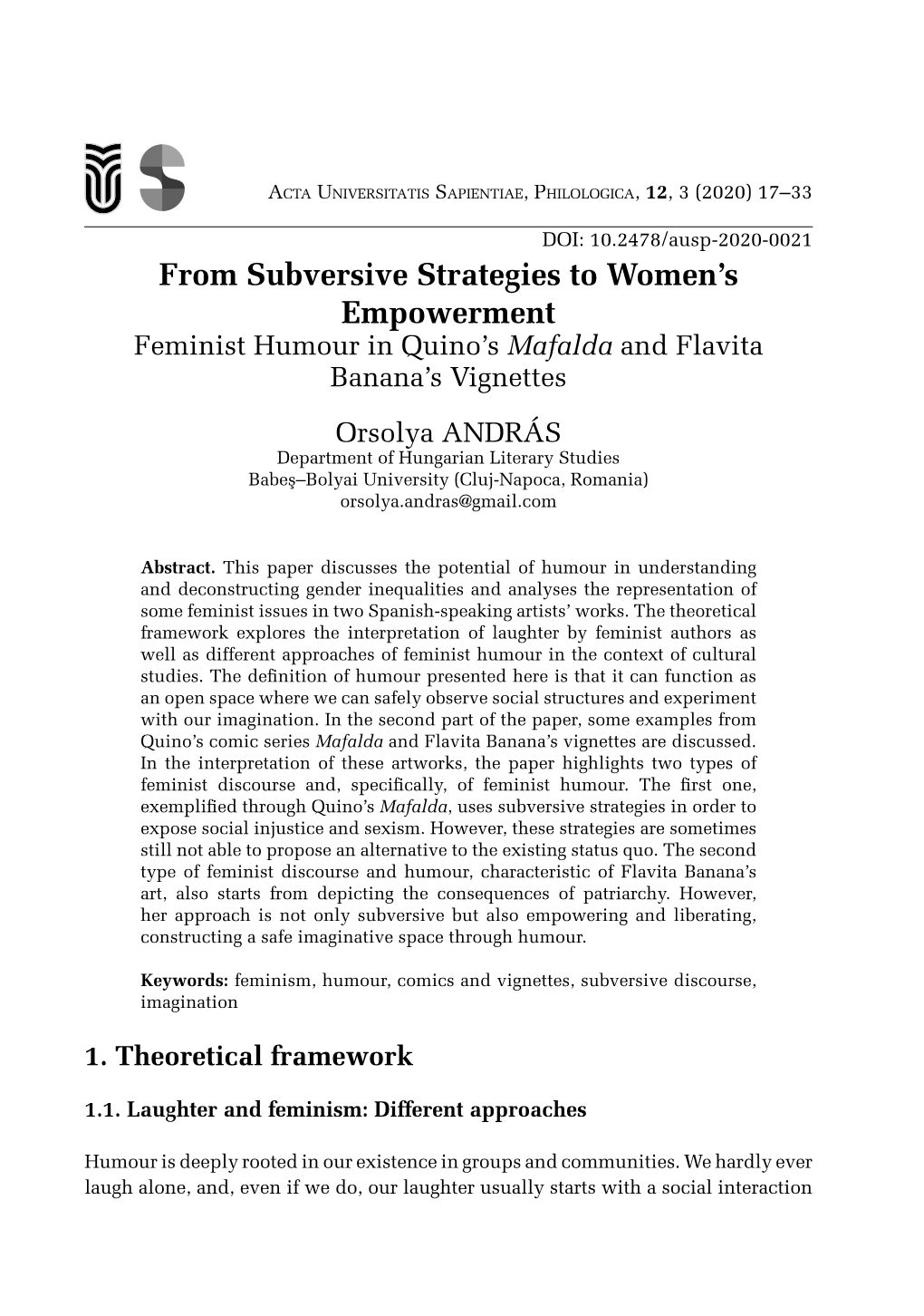 From Subversive Strategies to Women's Empowerment