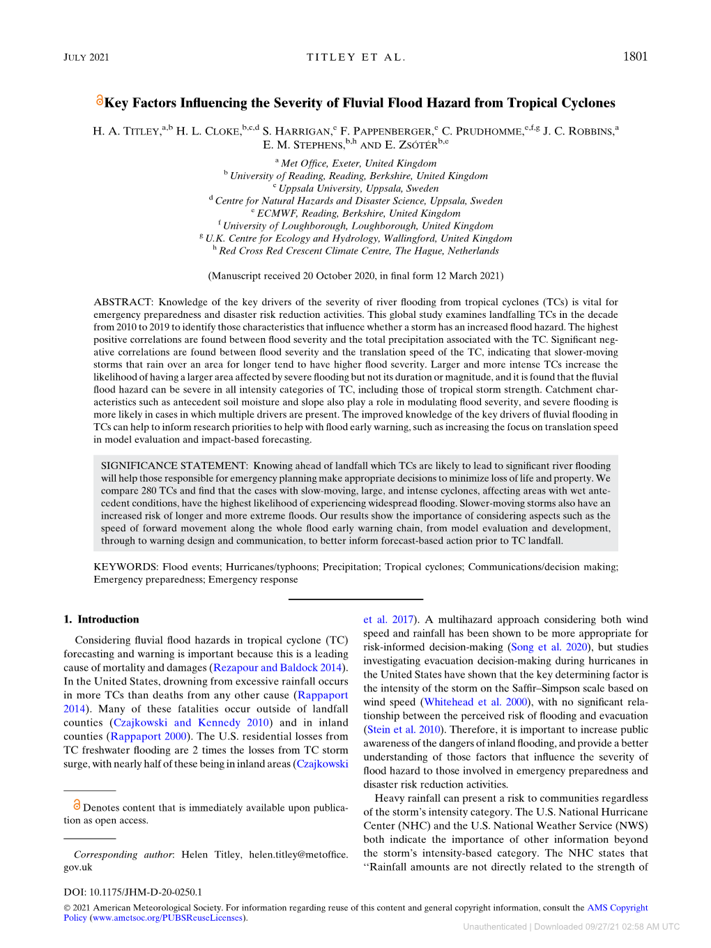 Downloaded 09/27/21 02:58 AM UTC 1802 JOURNAL of HYDROMETEOROLOGY VOLUME 22