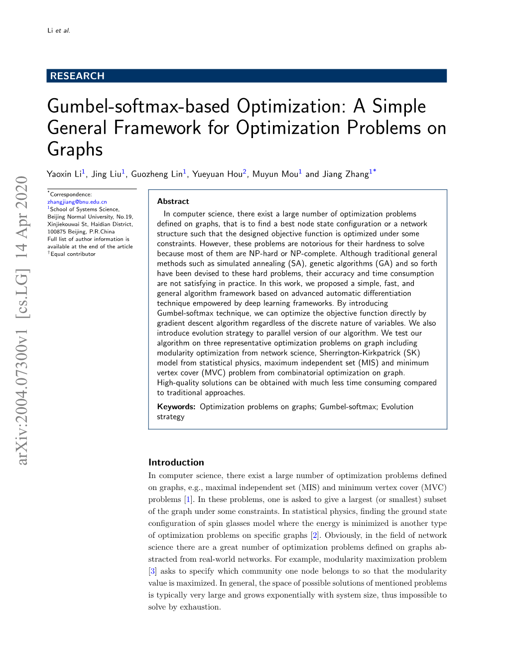 Gumbel-Softmax-Based Optimization: a Simple General Framework for Optimization Problems on Graphs
