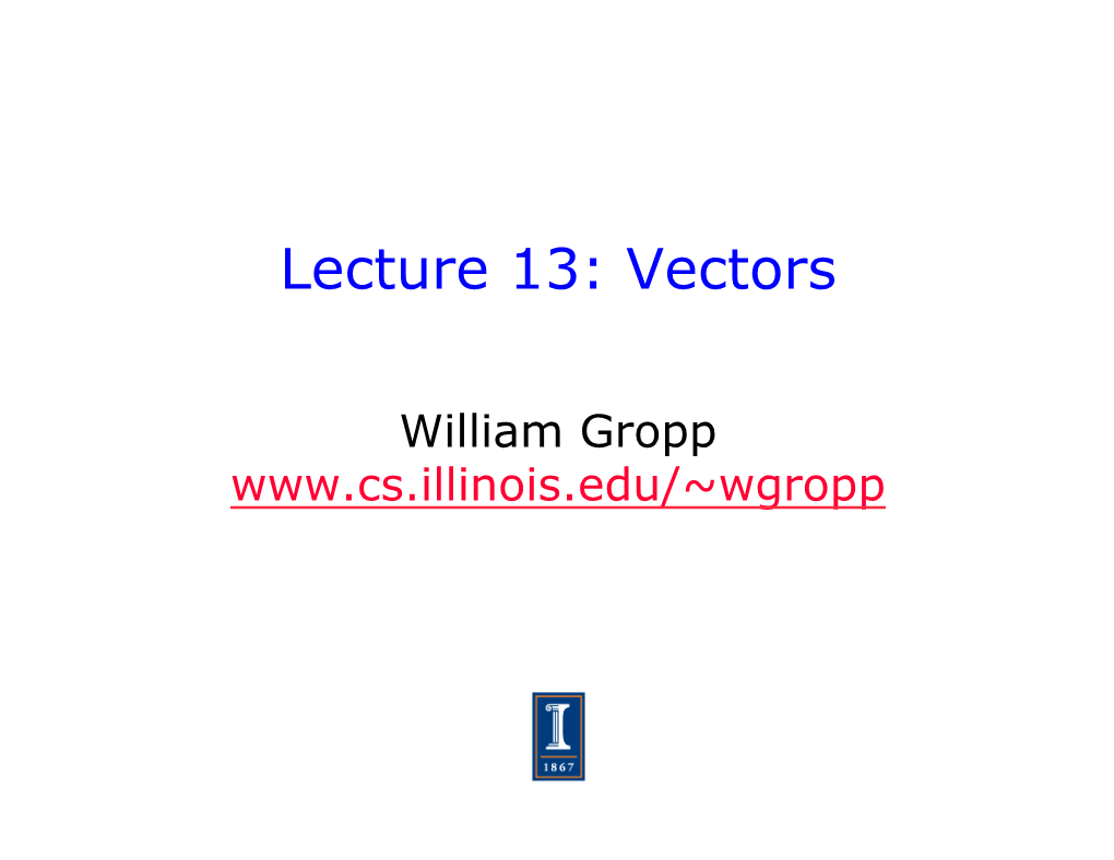 Lecture 13: Vectors