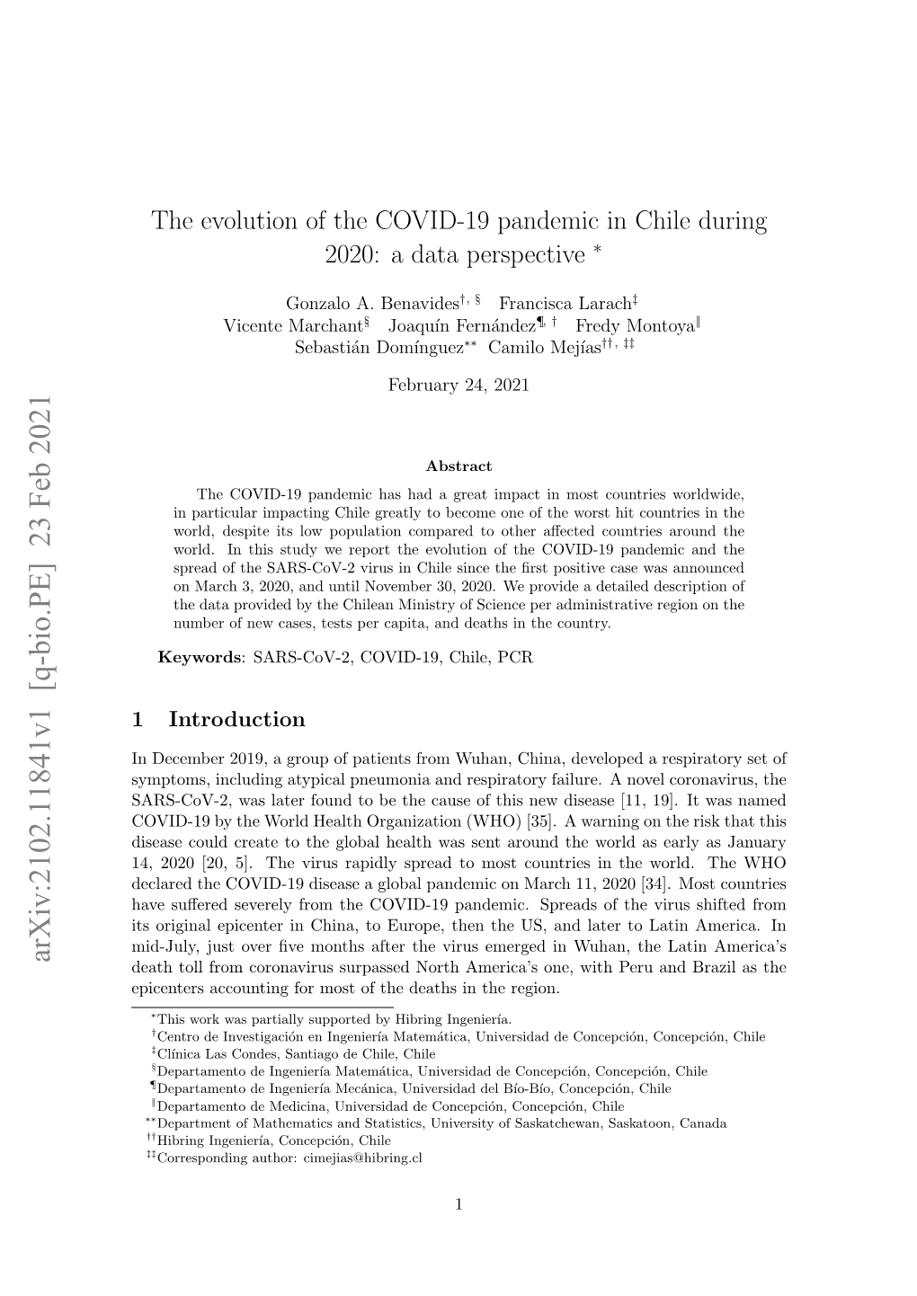 The Evolution of the COVID-19 Pandemic in Chile During 2020: a Data Perspective ∗