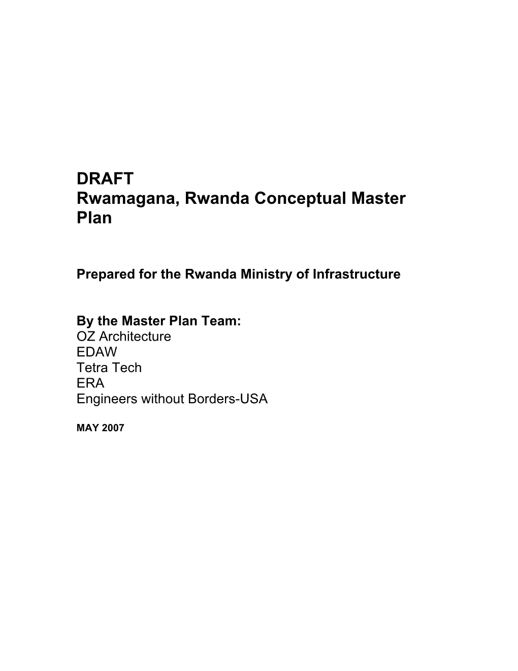 DRAFT Rwamagana, Rwanda Conceptual Master Plan