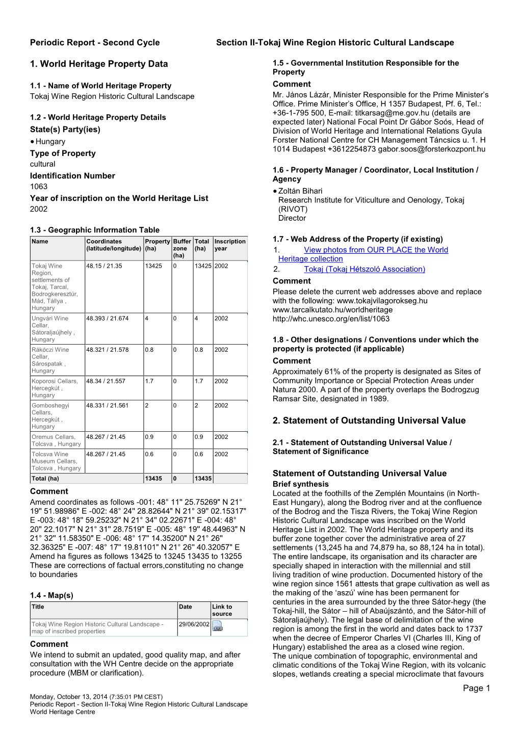 Periodic Reporting Cycle 2, Section II