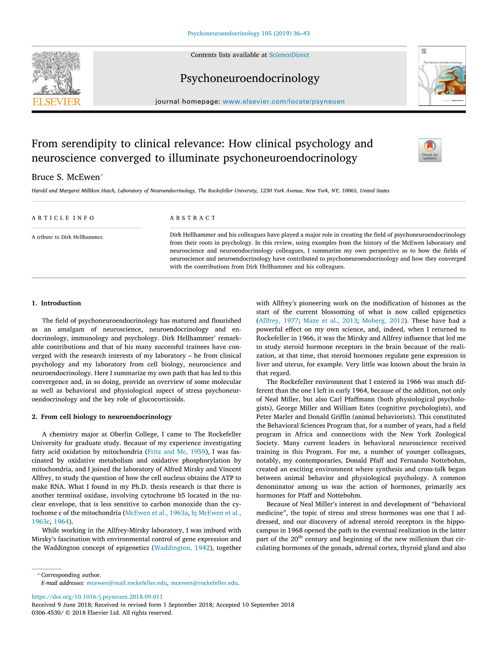 From Serendipity to Clinical Relevance How Clinical Psychology And