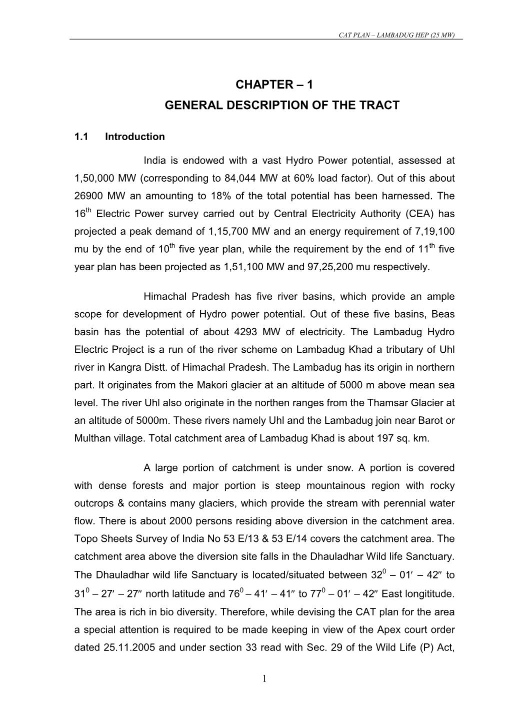 Chapter – 1 General Description of the Tract