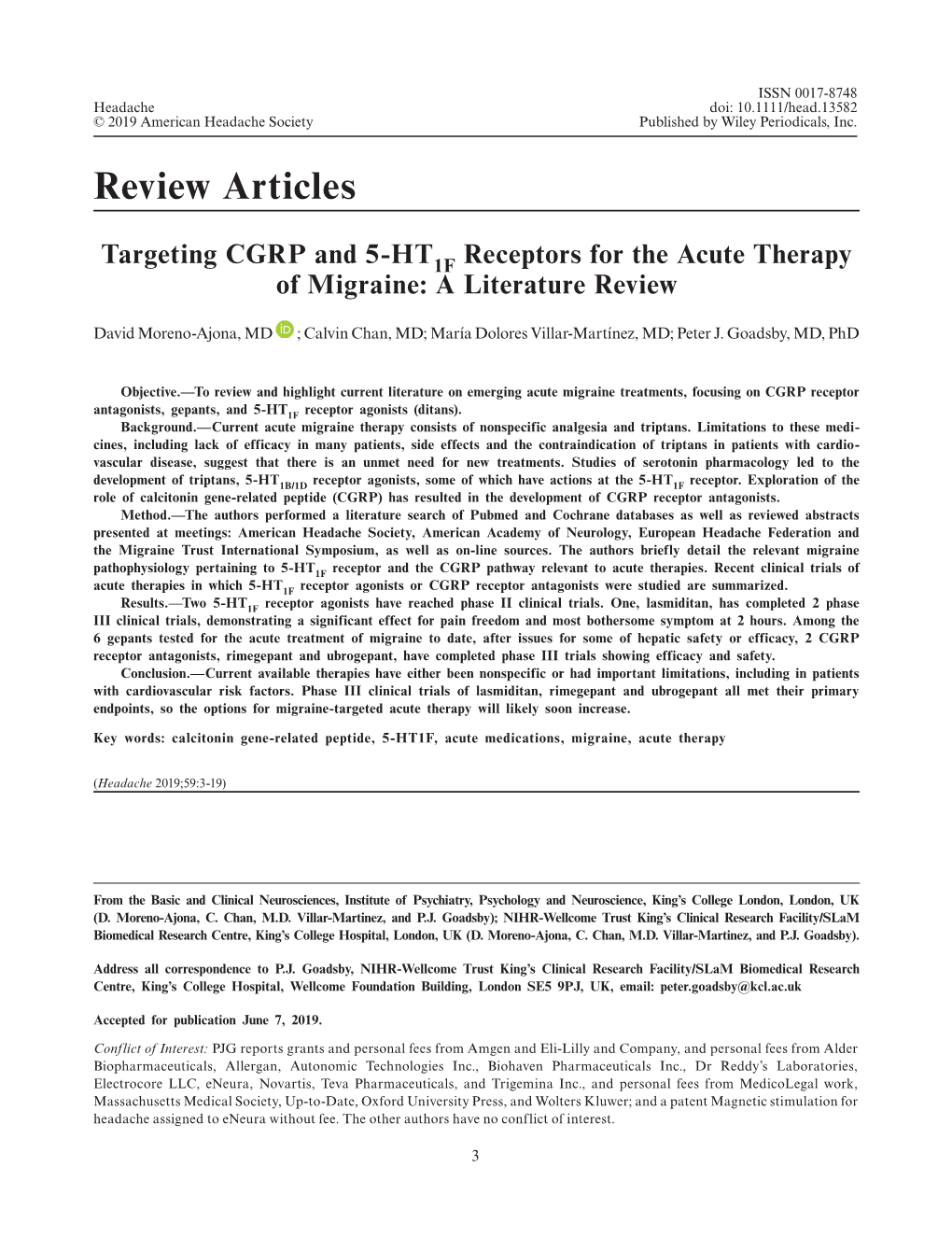 HT1F Receptors for the Acute Therapy of Migraine: a Literature Review