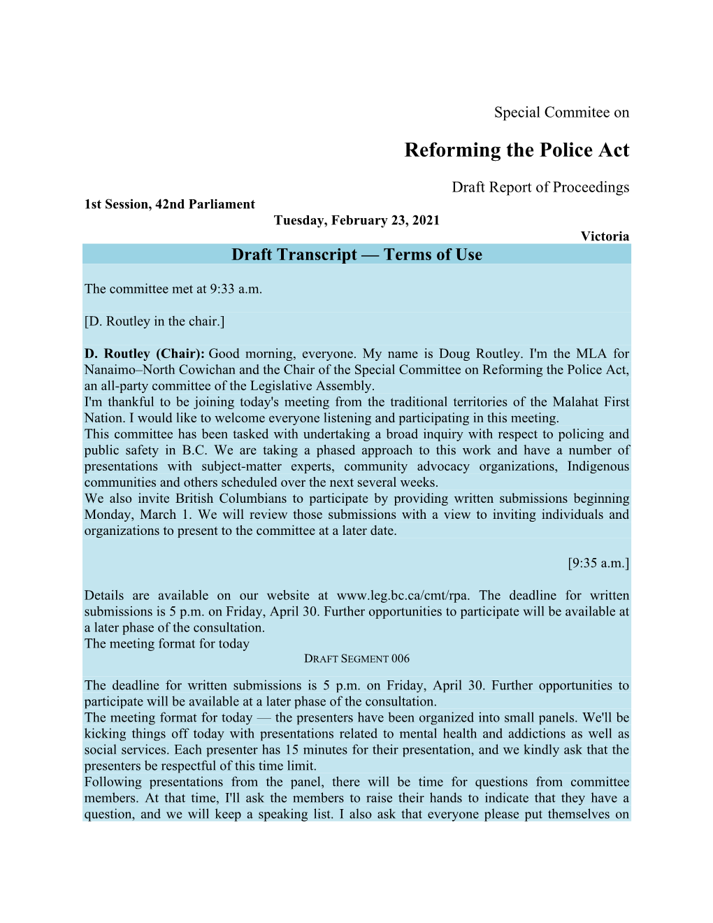 Reforming the Police Act