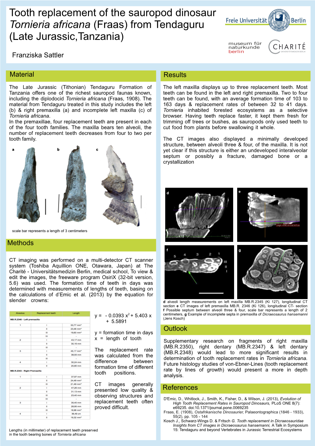 Tooth Replacement of the Sauropod Dinosaur Tornieria Africana (Fraas) from Tendaguru (Late Jurassic,Tanzania)