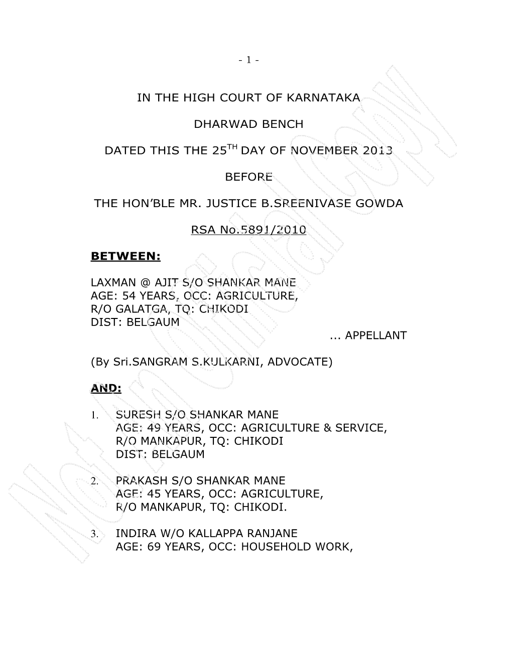 In the High Court of Karnataka Dharwad Bench