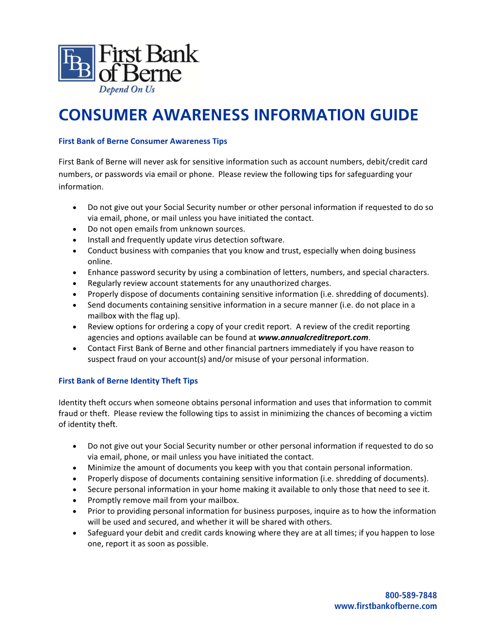 Consumer Awareness Information Guide