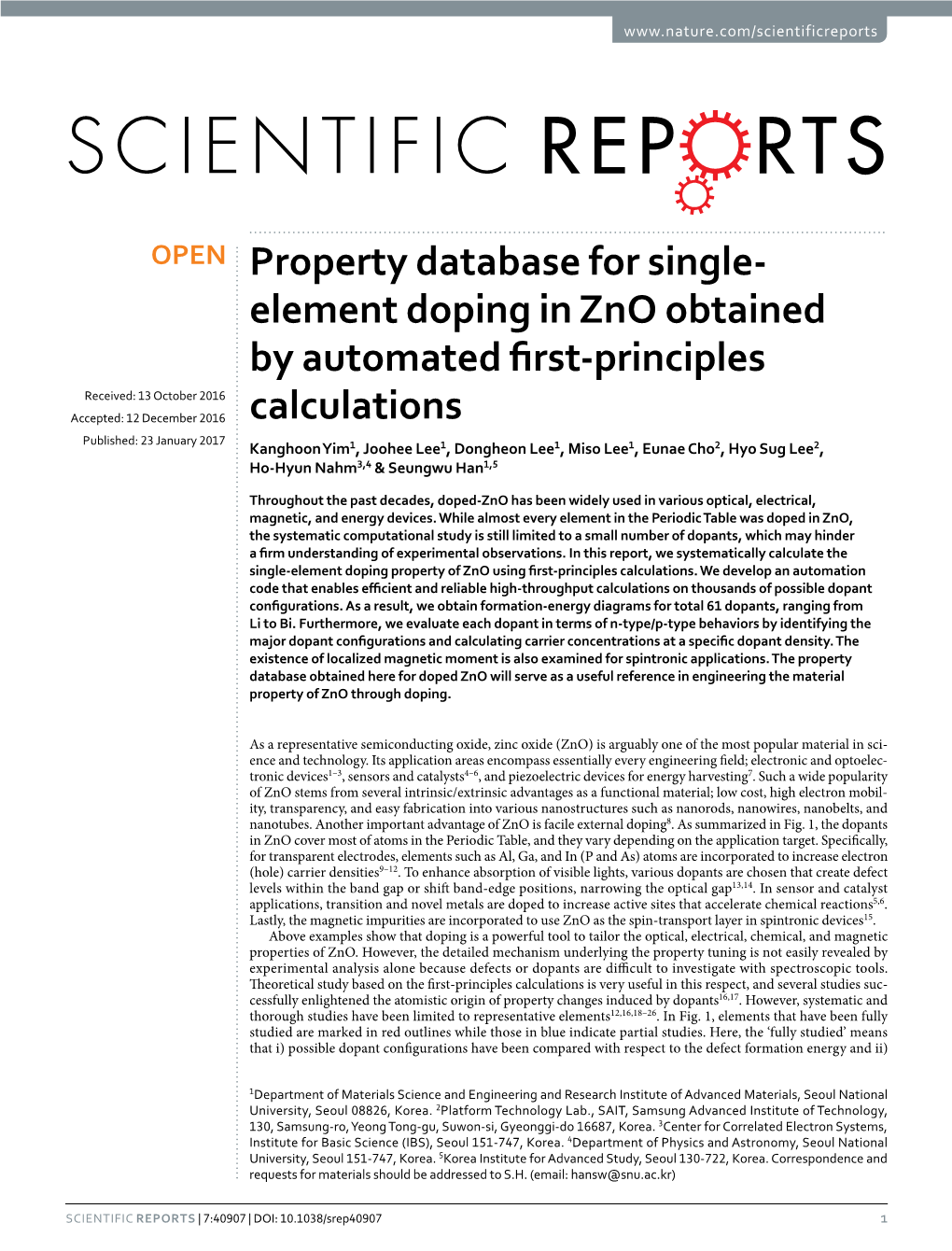Element Doping in Zno Obtained by Automated First-Principles Calculations