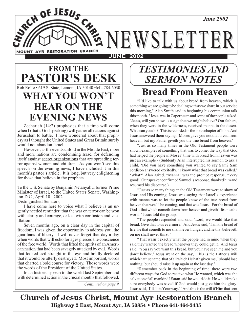 June 2002 Newletter