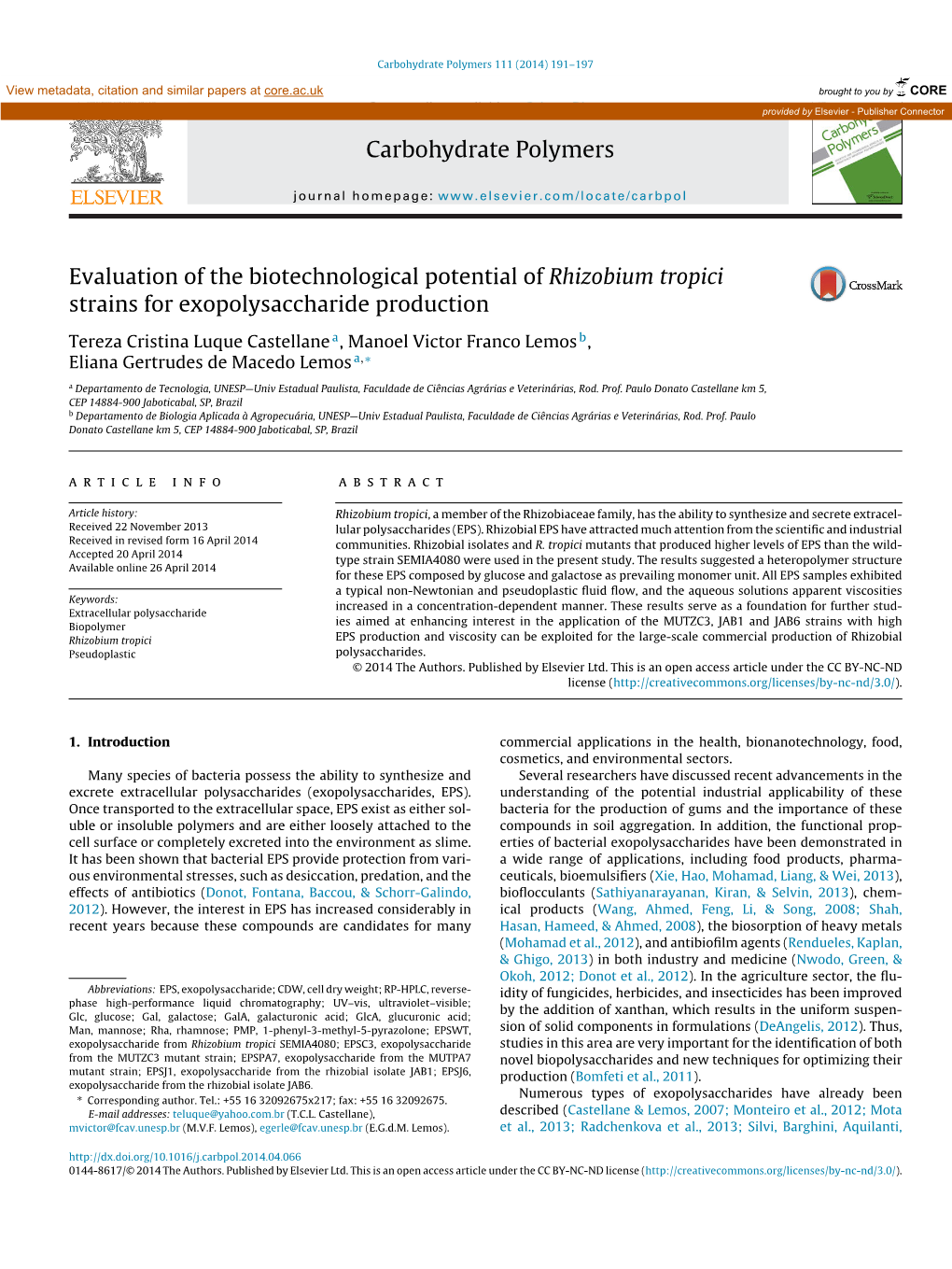 Evaluation of the Biotechnological Potential of Rhizobium Tropici