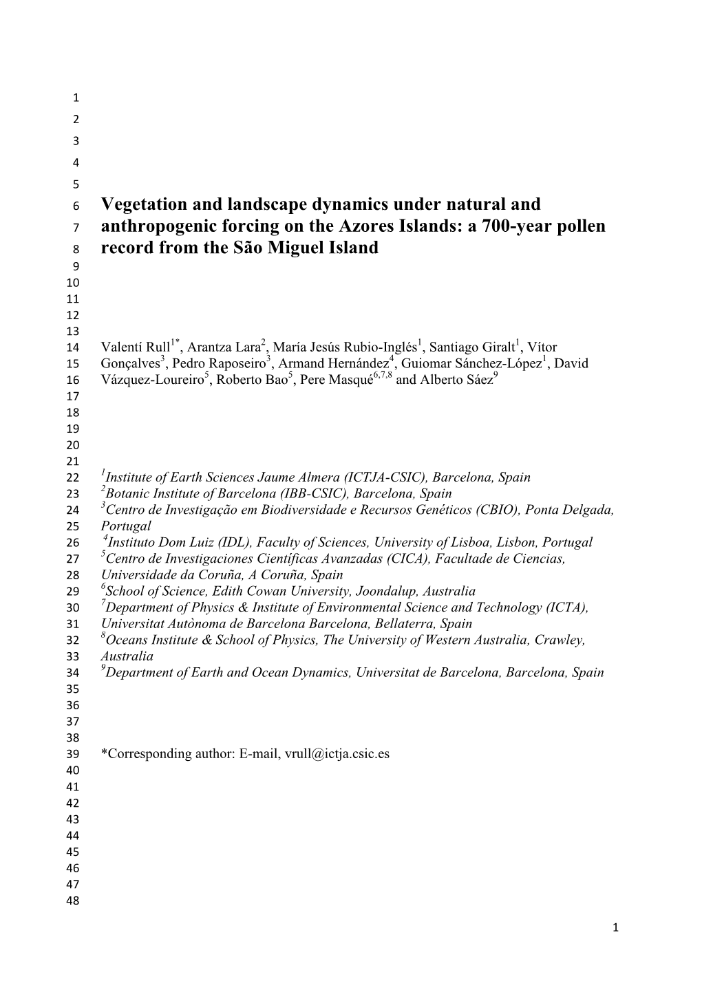 Vegetation and Landscape Dynamics