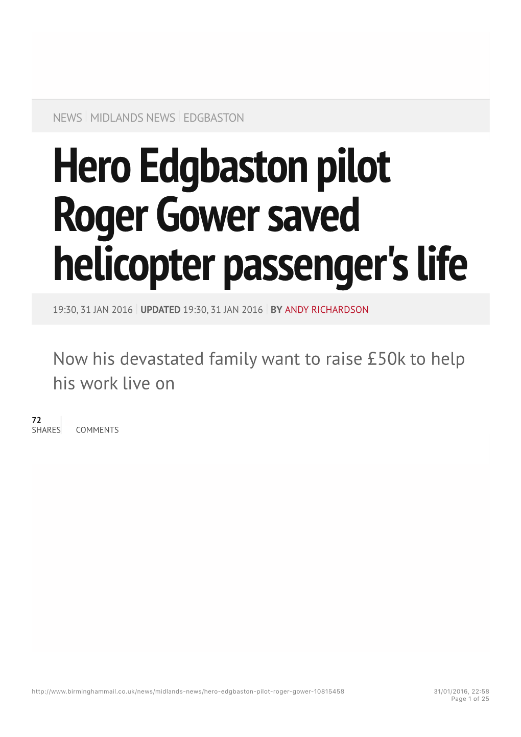 Hero Edgbaston Pilot Roger Gower Saved Helicopter Passenger's Life